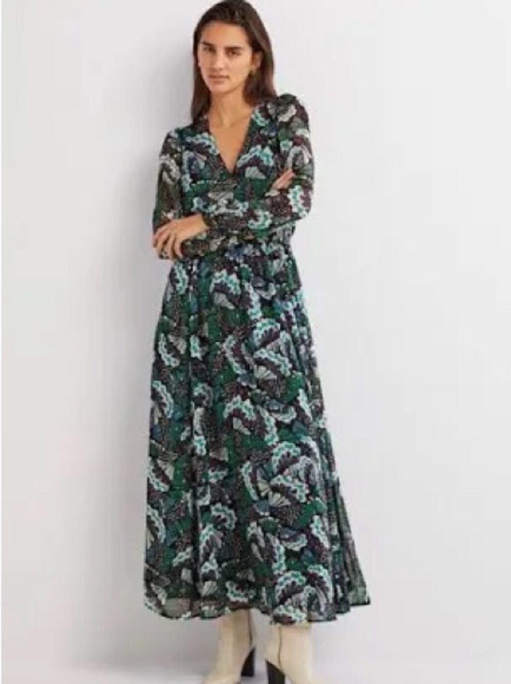 NWT Boden Green and Blue Butterfly / Floral Print Maxi Dress - Picture 9 of 9